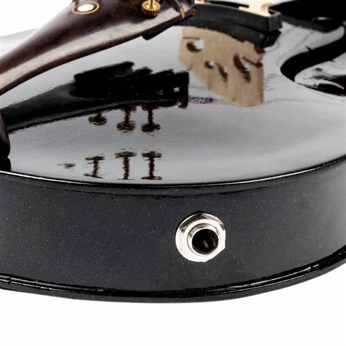 GV102 4/4 Solid Wood EQ Violin Set with Case, Bow, Shoulder Rest & Tuner - Electric Acoustic Violin for Beginners to Advanced (Black)