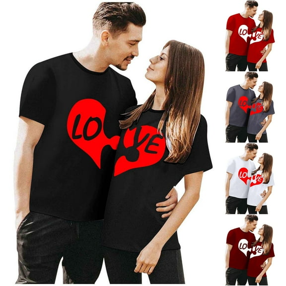 CAIXIA Matching Shirts for Couples His and Her Couples Love Shirt Set Men's Women T-Shirts Husban Wife Outfit,Men/XXL