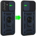 thumbnail image 2 of Designed for Samsung Galaxy A15 5G Hybrid Cases with Slide Camera Lens Cover and Ring Holder Kickstand Rugged Dual Layers Phone Case Cover [Blue], 2 of 9