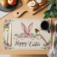 thumbnail image 2 of Easter Placemats Set of 8, Spring Farmhouse Vintage Bunny Flower Leaf Beige Placemats for Dining Table, Place Mats for Kitchen Tabletop, Waterproof Wipeable Dining Table Mats Set, 2 of 9