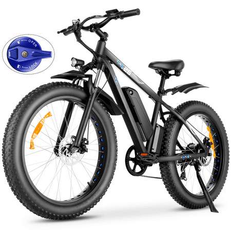 Funcid Electric Bike, 26" 4.0 Fat Tire Electric Bike for Adults 500W Adult Electric Bicycles Electric Mountain Bike with 48V 10.4Ah Battery and Lockable Suspension Fork Ebike for Mountain Beach Snow