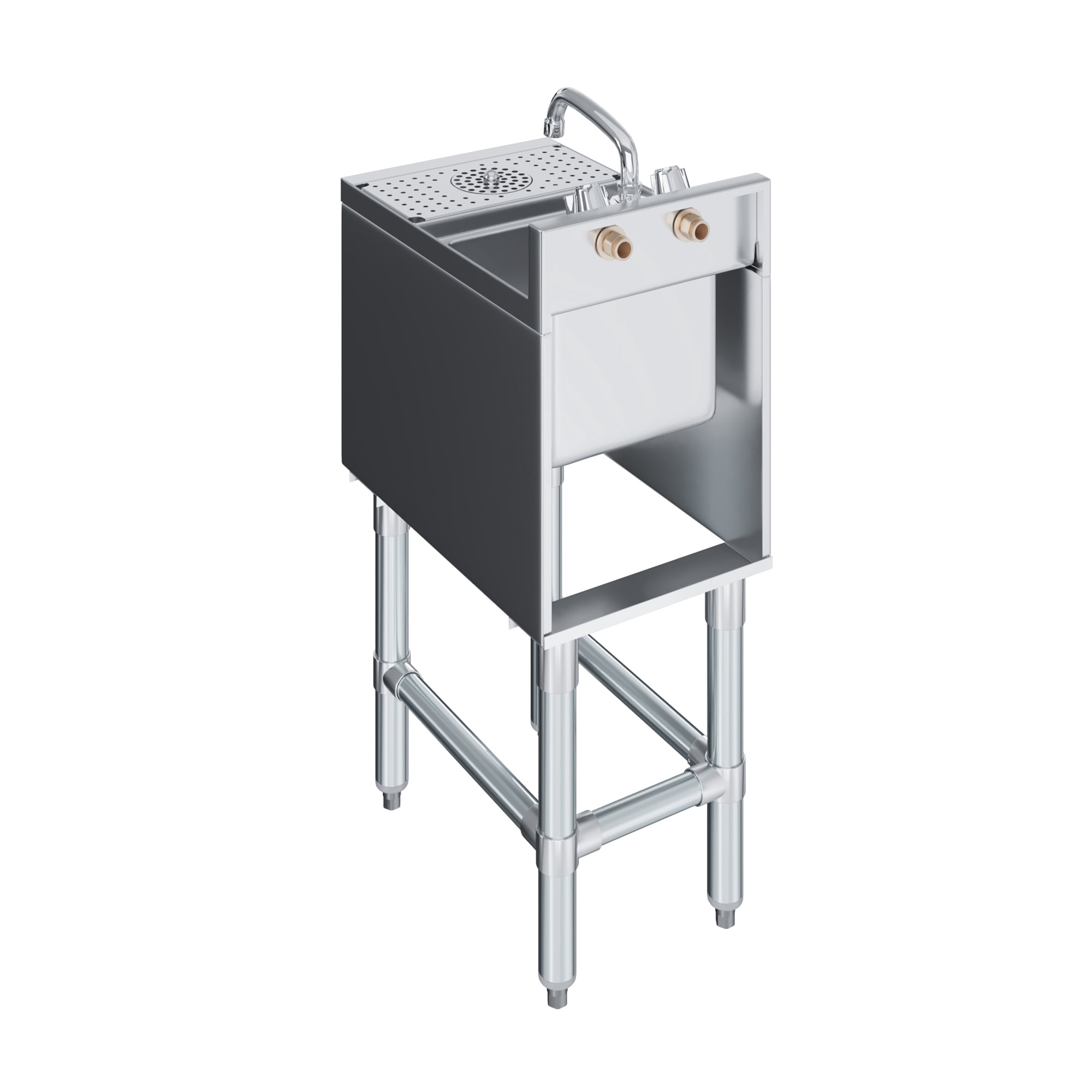AmGood Underbar Mixology Station 18.5 in. x 12 in. Stainless Steel Bar Sink with Glass Rinser, Faucet, and 3 in. Backsplash
