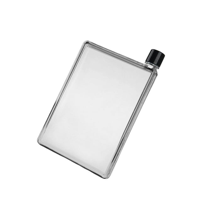 Flat Water Bottle Leakproof Transparent Portable Flat Body for Camping Sports 420ml