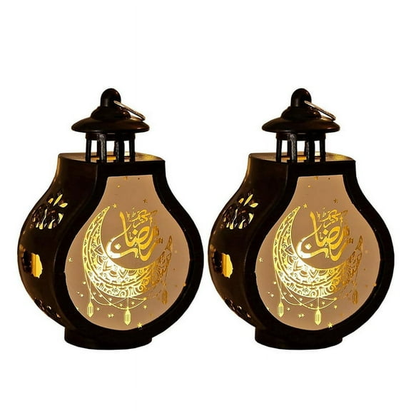 2 Pcs Ramadan Lantern Vintage Candle Lantern Decorative Hanging Lantern Eid Mubarak Lantern Home Decor