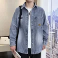 thumbnail image 3 of Chaqueta vaquera para hombre, camisa con estampado, abrigo vaquero para hombre, fino, negro, a bordo, precio bajo, diseño de moda, lavado, invierno, gran tamaño, suelto, 3 of 5