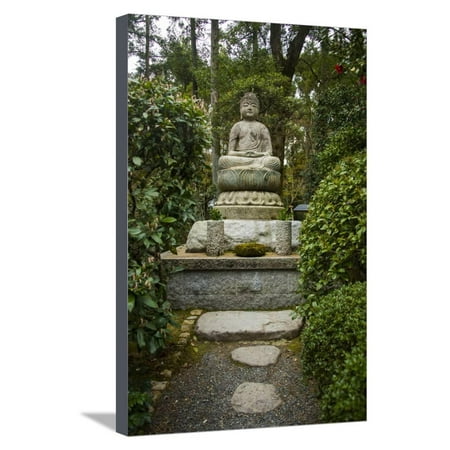 Buddha Statue in the Ryoan-Ji Temple, UNESCO World Heritage Site, Kyoto, Japan, Asia Stretched Canvas Print Wall Art By Michael