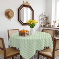 thumbnail image 3 of Sage Green Striped Table Cloth Waterproof Tablecloths, Modern Simple Farmhouse Beige Tablecloth Dining Table Cover for Kitchen Party Tabletop Outdoor, Square Tablecloth 54x54 Inch, 3 of 9