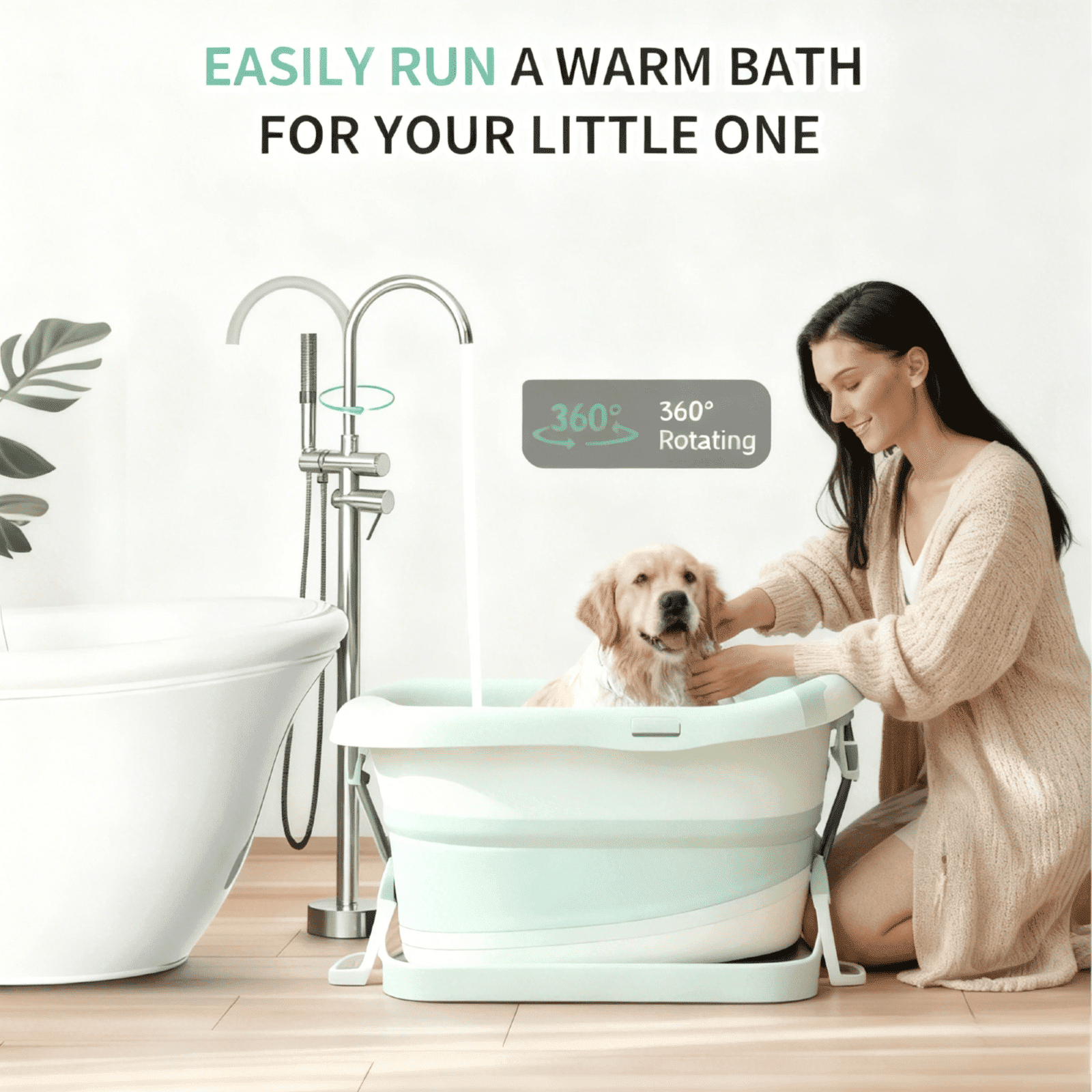 Sliver Floor Mount Bathtub Faucet, Freestanding Tub Filler with Handheld Shower, High Flow Bathroom Shower Mixer Tap with Single Handle