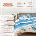 thumbnail image 6 of 3 Piece Blue Coastal Duvet Cover Set Queen Size,Microfiber Comforter/Quilt Cover with Corner Ties and 2 Pillowcases,Sea Turtle Summer Beach Waves Nautical All Season Soft Bedding with Zipper Closure, 6 of 8