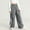 Gray, variant on Cethrio Girls Cargo Pants Size 14-16, Elastic Waist Loose Fit Multi-pocket Casual Straight-leg Pants Black