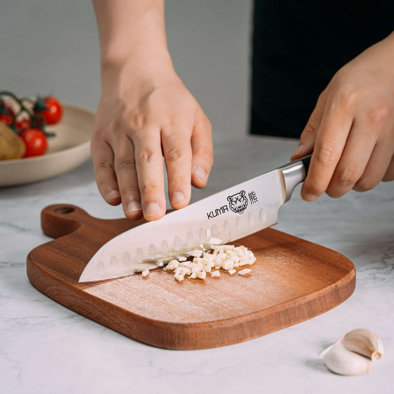 KUMA Santoku 7-Inch Razor Sharp Kitchen Knife Japanese Style Multipurpose  Chefs Comfortable Handle No Fatigue Design Cut Meat Fish Vegetables More 