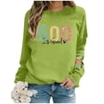 thumbnail image 2 of WEAIXIMIUNG Sweat-Shirt pour Femmes Col en V Imprimé Lettre Décontracté à Manches Longues Pull Col Rond Sweat à Capuche, 2 of 5