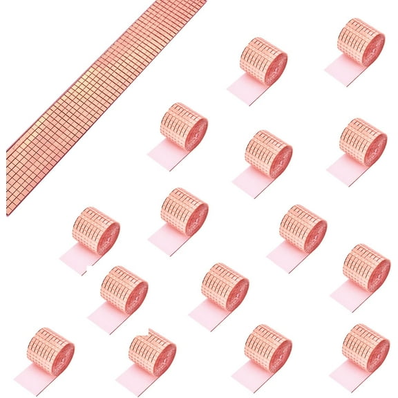 7200Pcs Mirrors Mosaic Tiles Disco Ball Mirror Tiles Self-Adhesive Real Square Glass Mirror Tiles for Craft DIY,15 Sheets (Rose Gold)