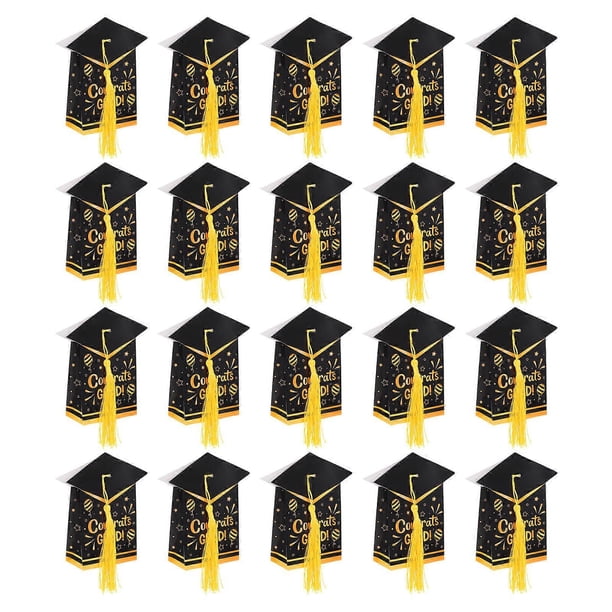 Graduation Box Decorations 20Pcs Treat Holder Crafted From Paper Perfect For Gatherings Elegant Packaging With Black Color