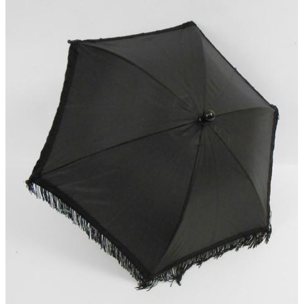 Mardi Gras Spot Black Umbrella with Fringe 14.5" (Each)