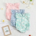 thumbnail image 3 of Girls Rompers Vintage Plaid Sleeveless Crew Neck Infant Girls Floral Fly Sleeve Adjustable Strap Romper Outdoor Trendy Outfit, 3 of 8