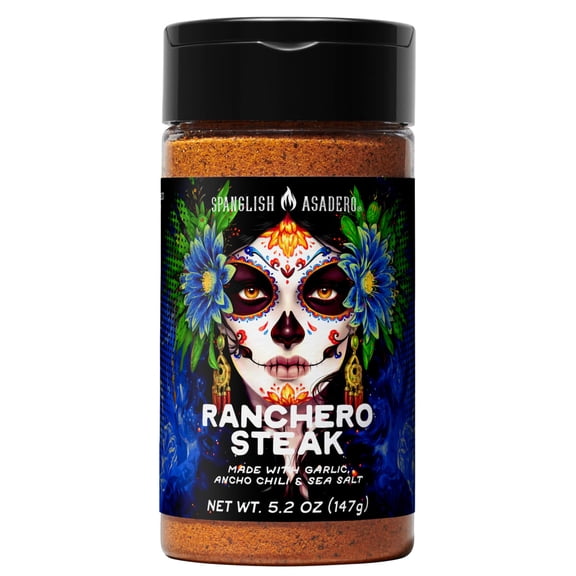 Spanglish Asadero Ranchero Steak Seasoning Blend with Garlic, Ancho Chili, and Sea Salt, 5.2 oz