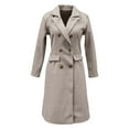 thumbnail image 5 of Women Elegant Double Wool Blend Pea Coat Notch Lapel Color: Beige Size: L, 5 of 5