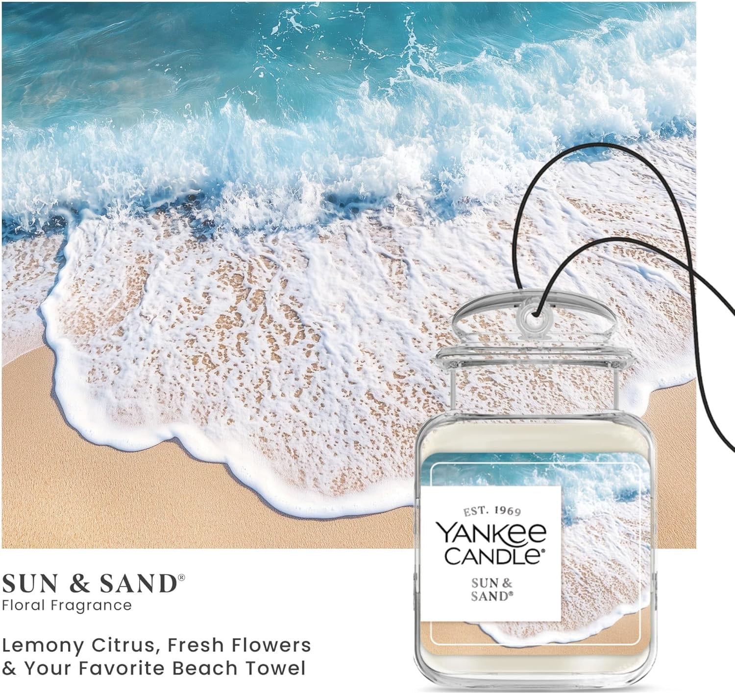 Yankee Candle Car Jar Ultimate Hanging Car Air Fresheners, Sun & Sand, 0.96 oz (Pack of 4)