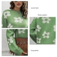 thumbnail image 1 of Suéter de mujer ANGGREK con hombros caídos estampado de flores fibra Acrílica Cuello Redondo Manga Larga, 1 of 7
