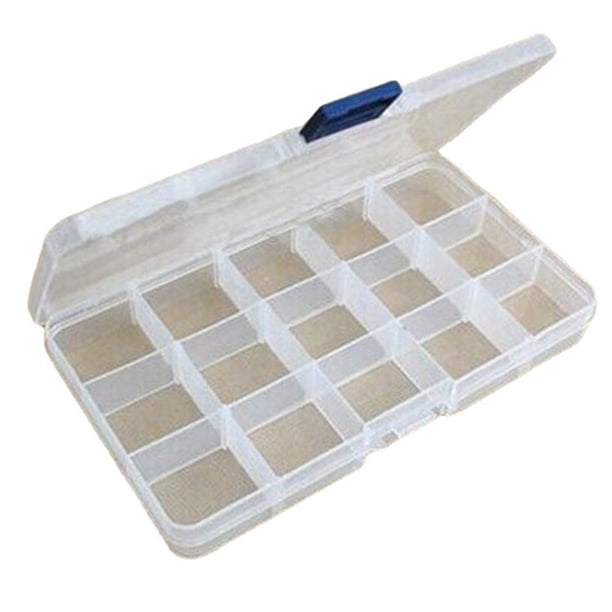 Caja de almacenamiento transparente Caja de almacenamiento de plástico Caja de almacenamiento Caja de joyería Caja de herramientas Almacenamiento 10 cuadrículas 15 cuadrículas 24 cuadrículas Caja de