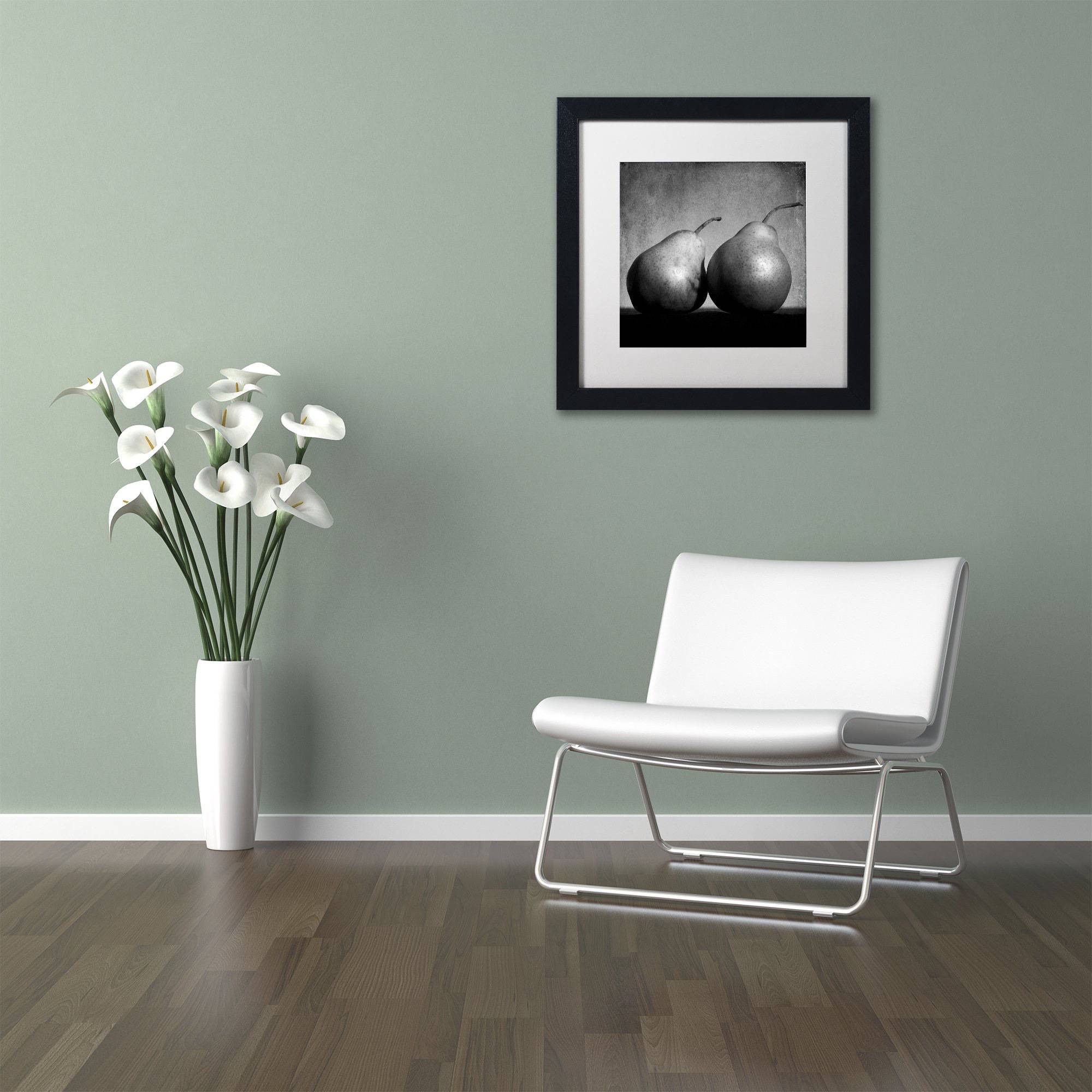 Trademark Fine Art "Coqueteo Peras" Canvas Art by Moises Levy White Matte, Black Frame