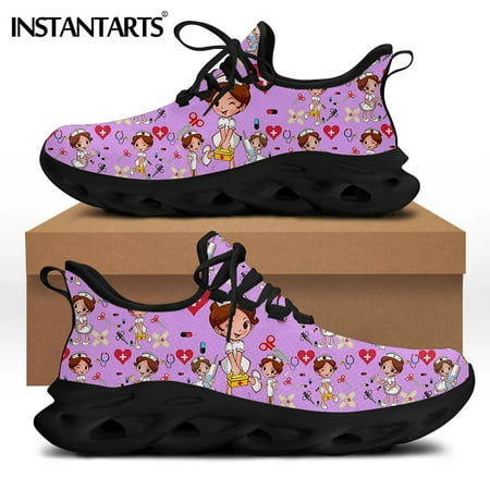 

Women White Cartoon Cute Nurse Sneakers Spring Autumn Female Mesh Footwear Zapatos Light Lace-up Flats Nursing Shoes