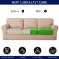 thumbnail image 5 of CHOK 2024 Texture Grid Slipcover Stretch Box Seat Cushion Cover (3 Pcs  Khaki), 5 of 5