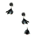 thumbnail image 2 of Delight Jewelry Resin Killer Whale Black Crystal Clip on Earrings, 2 of 5