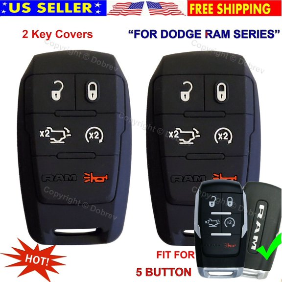 Dobrev 5 Button Silicone Rubber Cover Keyless Entry Fob Case Skin Protector Holder For Dodge Ram Truck 2019 2020 2021 2500 3500 5500 Key