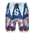 thumbnail image 3 of Honeii's Cute Gnomes in USA Print Men's Casual Shorts with Drawstring，Swim Trunks Quick Dry Beach Shorts, 3 of 5