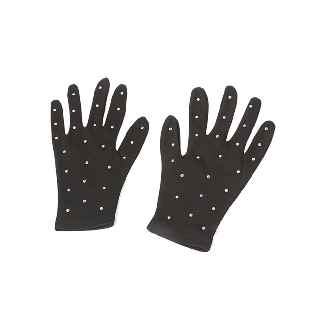 Qarigey Guantes de muñeca de patinaje artístico brillante, mitones con diamantes de imitación transparentes, guantes de cristal cálidos, rendimiento Type10 NO10 Qarigey AP011707-02