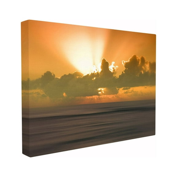 The Stupell Home Decor Collection Hawaii Kauai Bright Orange Sunset Radiance Ocean Photography Stretched Canvas Wall Art, 16 x 1.5 x 20