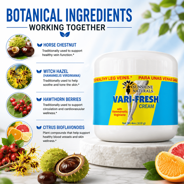 Sunshine Naturals Vari-Fresh Varicose Vein Cream with Witch Hazel
