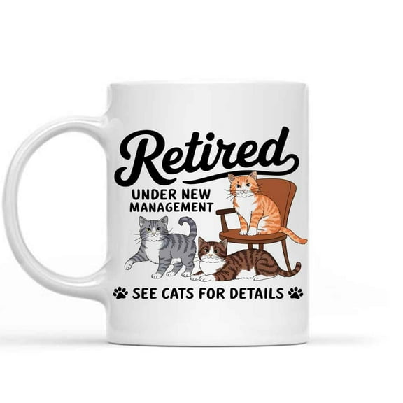 Funny Gift Retirement Gifts for Cat Lover Retirement Retired Cat Lady Gifts Retirement Gifts for Women Retired Christmas Gifts Cat Lover Xmas Gifts 11 Oz White Ceramic Coffee Mug
