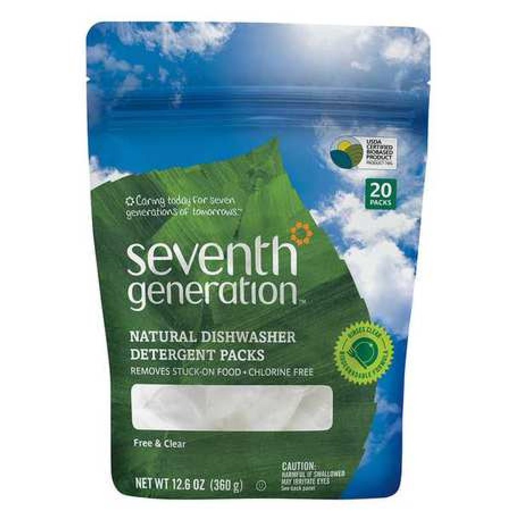 Seventh Generation Dishwasher Detergent Packs Fragrance Free, 20 count