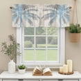 thumbnail image 3 of Light Blue Palm Tree Window Valance Curtain Retro Wood Grain Rod Pocket Short Curtain for Living Room, Bedroom & Kitchen Window Decor 60x18in, 3 of 8