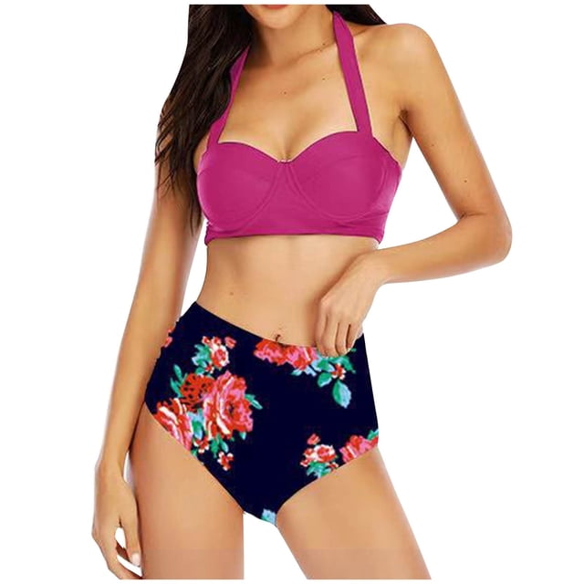 Bikini cómodo de dos piezas con estampado para mujer, traje de baño con almohadilla push-up, conjunto de ropa de playa OAVQHLG3B Store lin121212