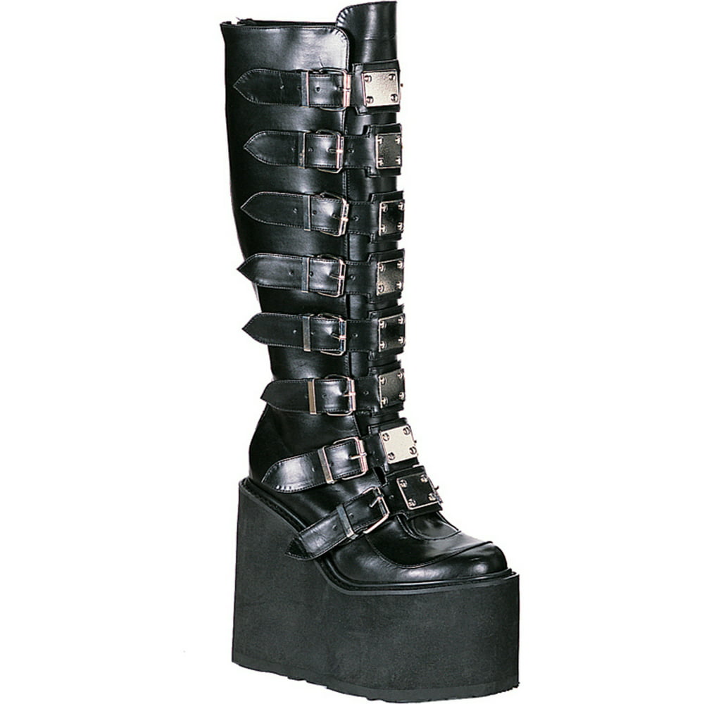 Demonia - 5 1/2 Inch Platform Boots Trendy Knee High Boots Gothic Boots Black Boots Metal 