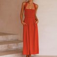 thumbnail image 1 of Vestido sin espalda para mujer Vestido largo de vacaciones con cintura elástica alta y elegante informal ajustado, 1 of 6