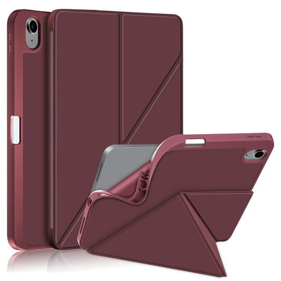SaniMore for iPad 10th Generation 10.9" 2022 Case, Auto Sleep/Wake, Soft TPU & PU Leather Case with Multi-Angle Kickstand & Pencil Holder Shockproof Protective Case for Women Men, Winered