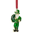 thumbnail image 4 of Northlight 3.5" Green Brass-Plated Irish Santa Christmas Ornament with European Crystals, 4 of 4
