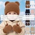 thumbnail image 4 of 0-6 Months Kids Winter Beanie Hat and Mitten Set, Cute Earflap Knit Cap for Boys Girls, 4 of 8