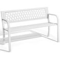 thumbnail image 1 of ZYPPPA  Outdoor Bench, 47" Iron Steel Frame Garden Bench with Mesh Pattern and Plastic Backrest Armrests, Patio Bench for Garden Park Yard Front Porch Patio, White, 1 of 17