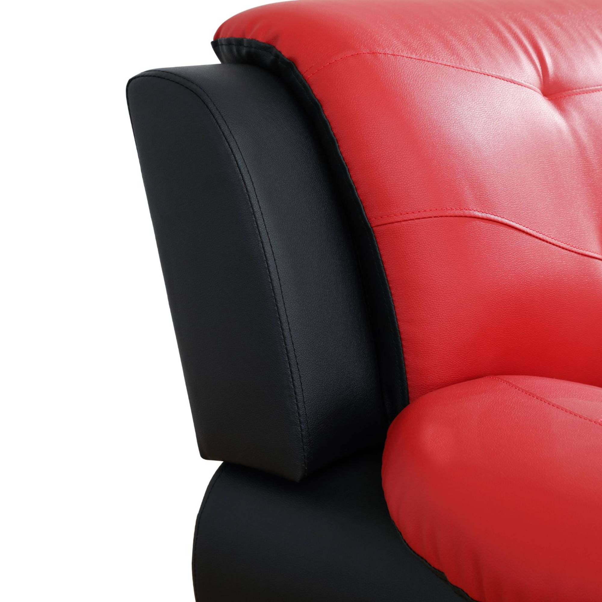 Trumanpick Leather 3-Seater Sofa Chair, Modern Comfy Sofa Couch for Living Room, Red