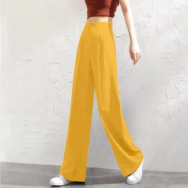 WILLBEST Pantalones Casuales de Mujer, de Cintura Alta, Rectos y con Múltiples Bolsillos, Ideales para el Trabajo y La Comodidad Diaria. Mediana