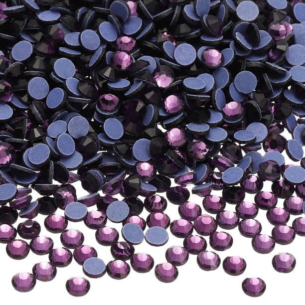 Uxcell 2880 Piezas de Rhinestone Hotfix Flatback de 2mm, Gemas Redondas de Resina para Manualidades, Ropa, Decoración DIY, Arte de Uñas, (SS6, Púrpura)