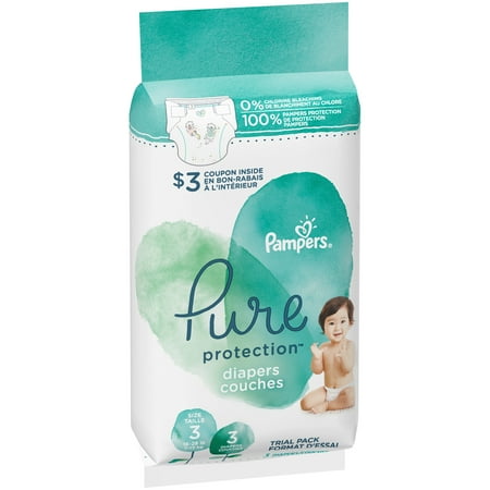 Pampers Pure Protection Diapers, Trial Pack, Size 3, 3 Count