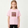 thumbnail image 2 of Leopard Print Mama Girls Graphic Tee, Cute Retro Pink Cheetah Bow 100% Cotton Kids Short Sleeve T-Shirt, 2 of 5
