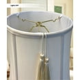 thumbnail image 3 of 10x12x12 Drum Tassel Lampshade, Eggshell Shantung Fabric, 3 of 5